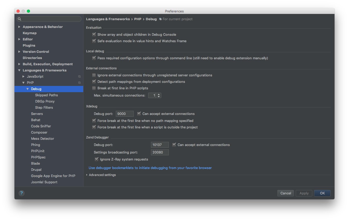 PhpStorm debug port